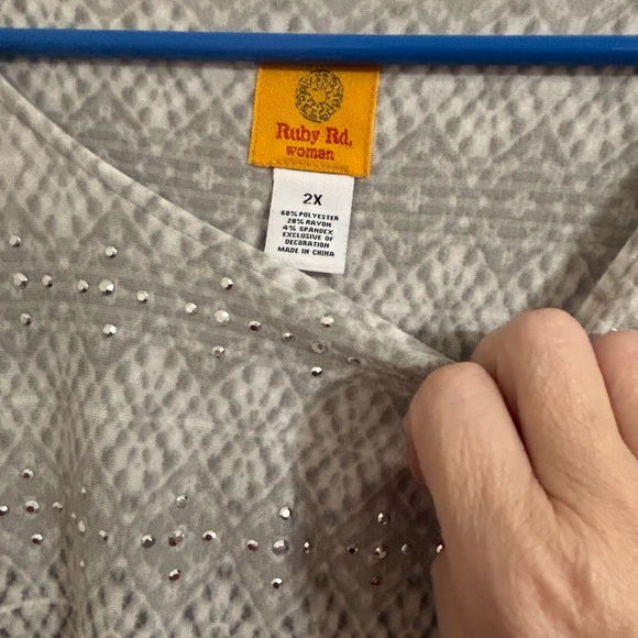 Ruby Rd. Gray Embellished Top - Picture 3 of 4